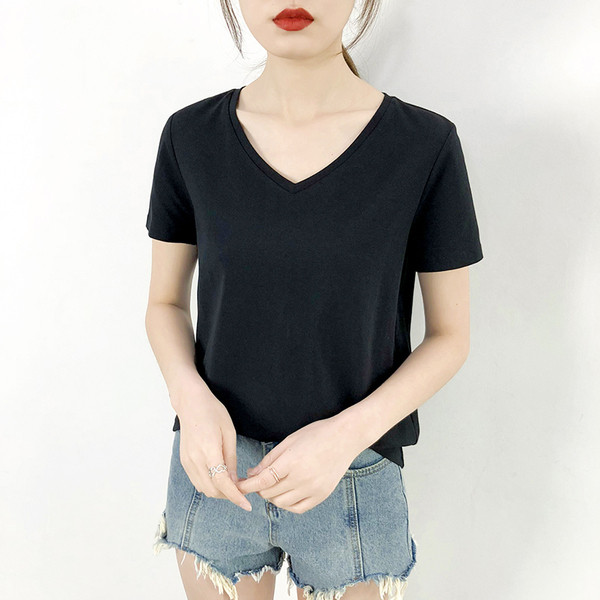 Alkalmi női póló V-nyakkal fehér, szürke és fekete színben