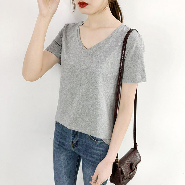 Alkalmi női póló V-nyakkal fehér, szürke és fekete színben