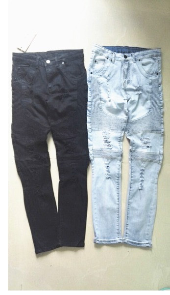 Blugi barbatesti eleganti in doua culori cu motive rupte