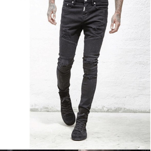 Blugi barbatesti eleganti in doua culori cu motive rupte