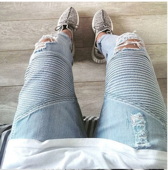 Blugi barbatesti eleganti in doua culori cu motive rupte