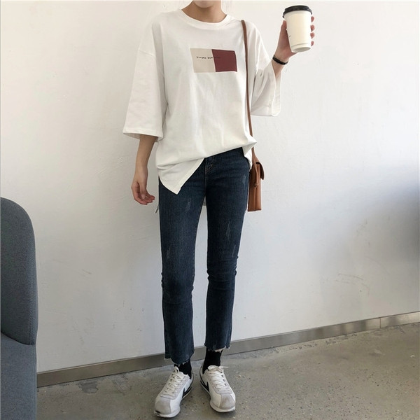 Tricou casual dama in alb si negru