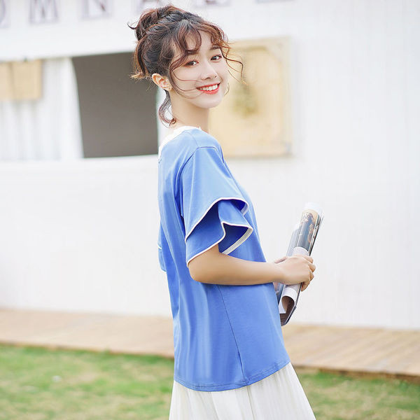 Női blúz O-nyakú és lótusz ujjú, két színben