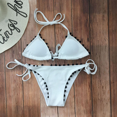 ÚJ kétrészes fürdőruha háromszög alakú felsővel, fehér és sárga színben