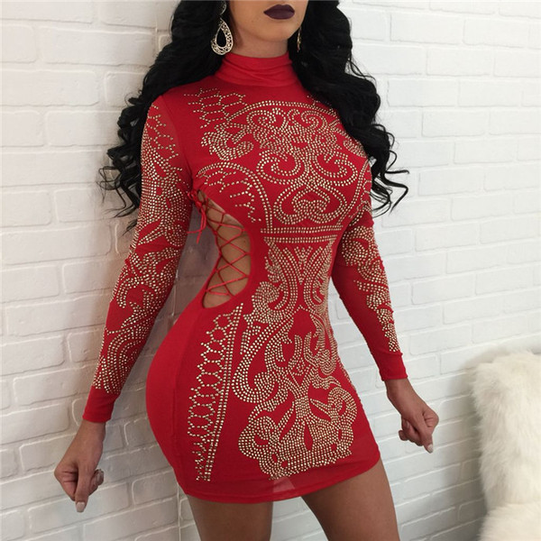 Rochie de dama model nou cu cravate si pietre in negru si rosu