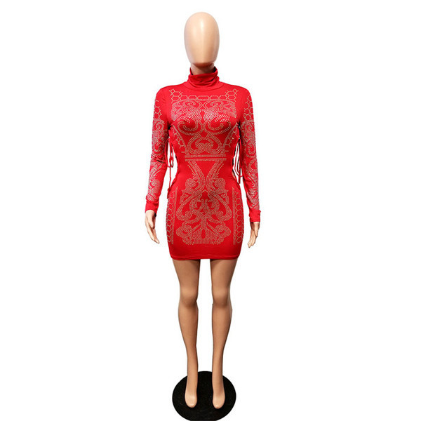 Rochie de dama model nou cu cravate si pietre in negru si rosu