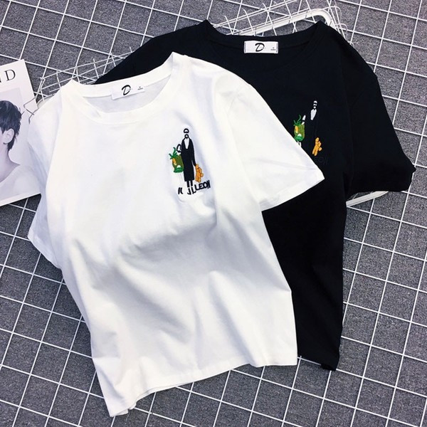 Tricou casual dama cu broderie si decolteu O