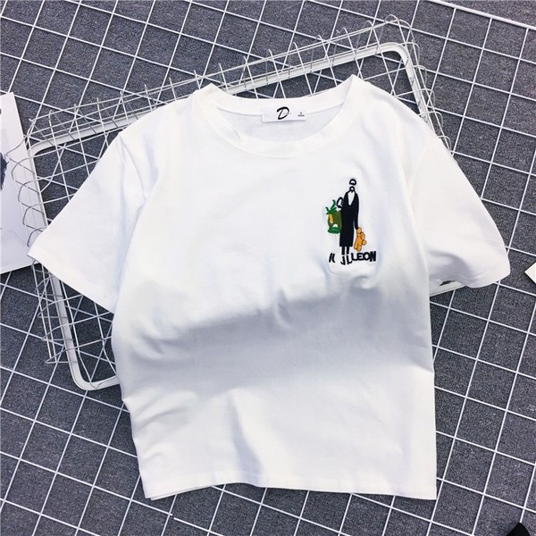 Tricou casual dama cu broderie si decolteu O