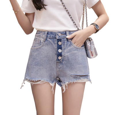 Къси дамски панталони с висока талия и копчета