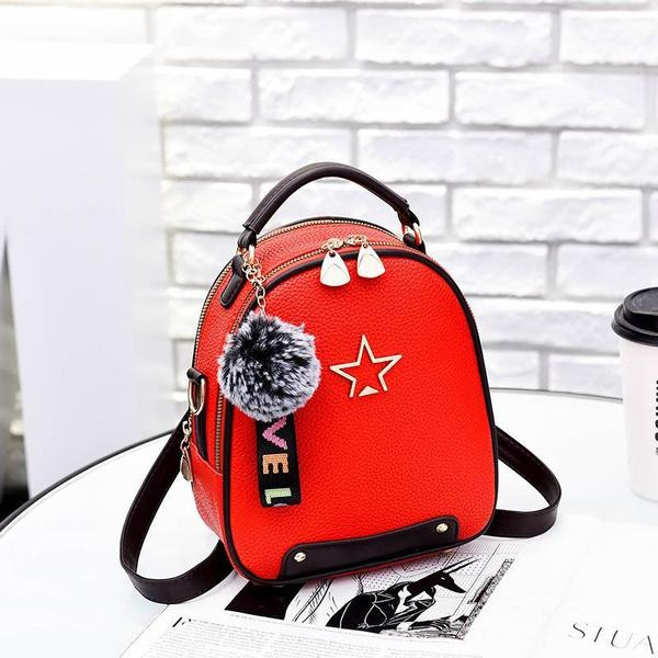 Rucsac modern de dama in mai multe culori cu element de puf