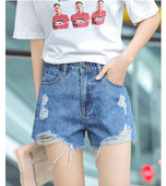 Pantaloni moderni de dama cu talie inalta si buzunare in albastru