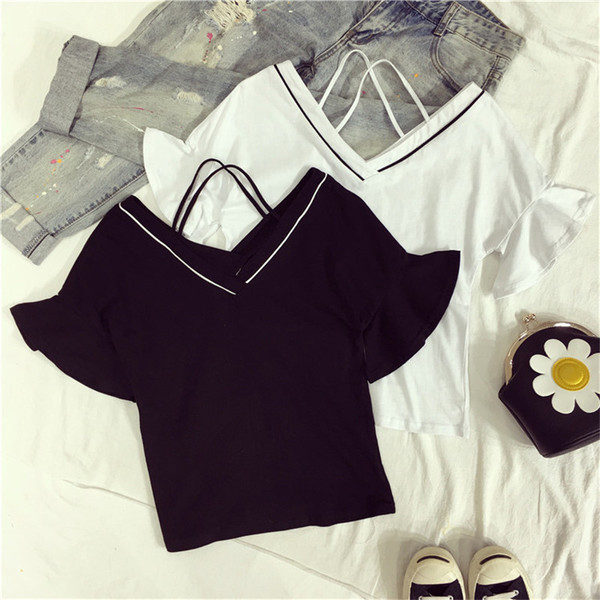 Tricou elegant de damă cu mâneci scurte și decolteu în V