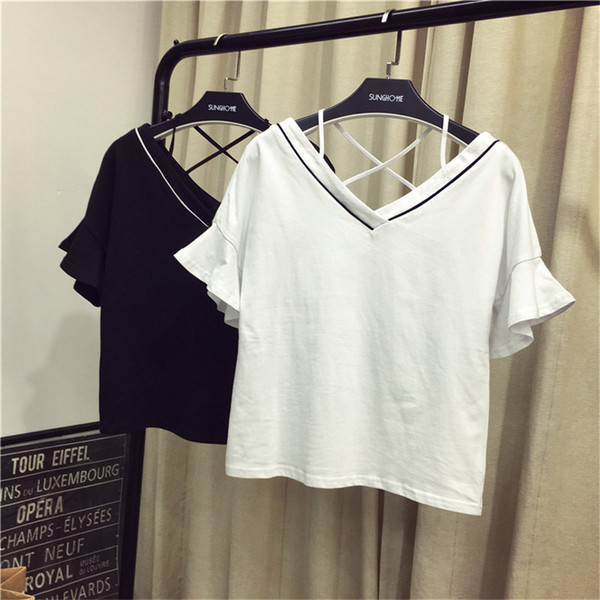 Tricou elegant de damă cu mâneci scurte și decolteu în V