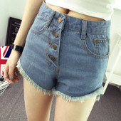 Női rövidnadrág magas derékkal, gombokkal, négy színben