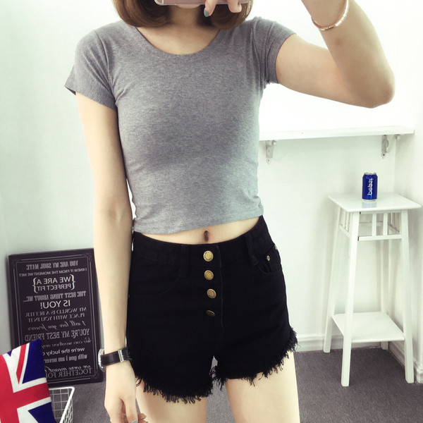 Női rövidnadrág magas derékkal, gombokkal, négy színben