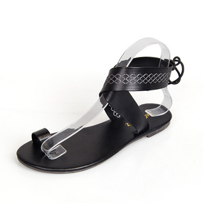 Öko bőrből készült alkalmi női szandál három színben, fűzővel