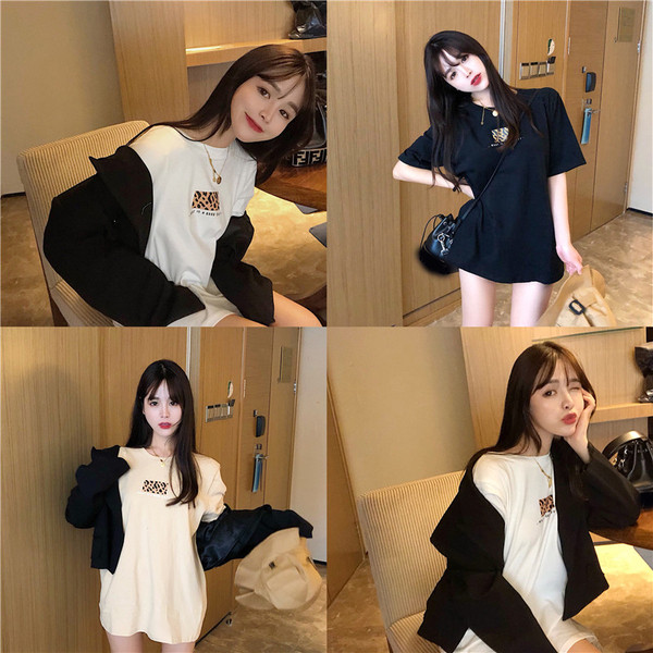 Modern női blúz rövid ujjú leopárd mintával, három színben