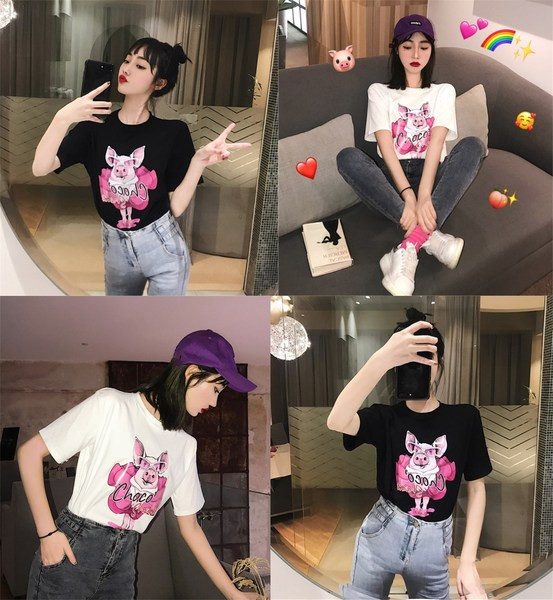 Γυναικεία καθημερινή μπλούζα σε λευκό και μαύρο με εφαρμογή