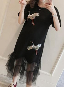 Rochie moderna de dama cu element de dantela si paiete in trei culori