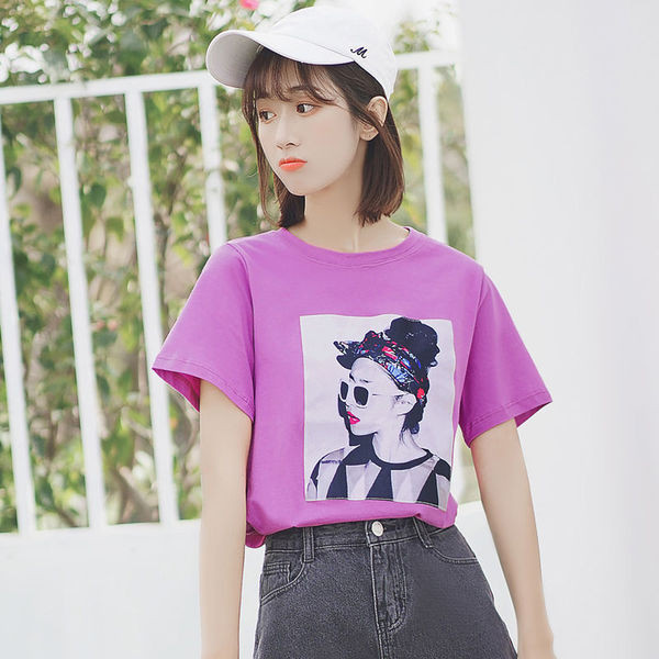 Tricou casual dama cu imprimeu mov