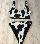 Costum de baie modern pentru femei din două piese alb-negru