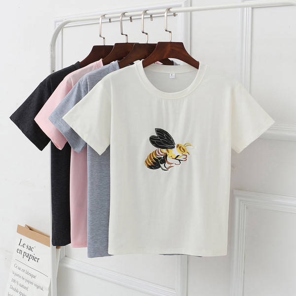 Hímzéssel, O-nyakú női blúz több színben