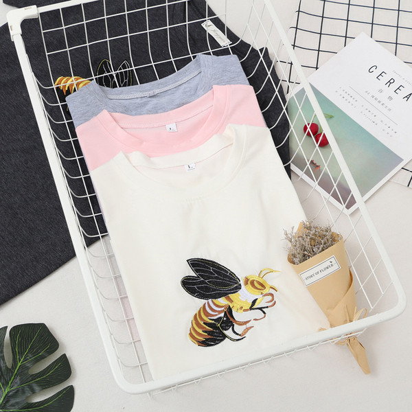 Hímzéssel, O-nyakú női blúz több színben