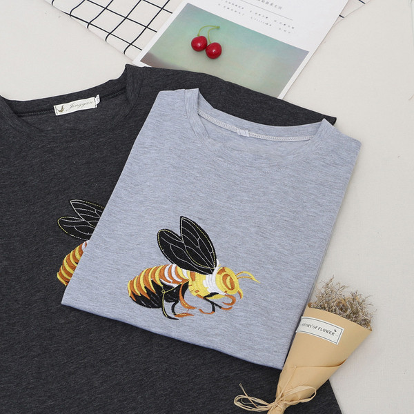 Hímzéssel, O-nyakú női blúz több színben