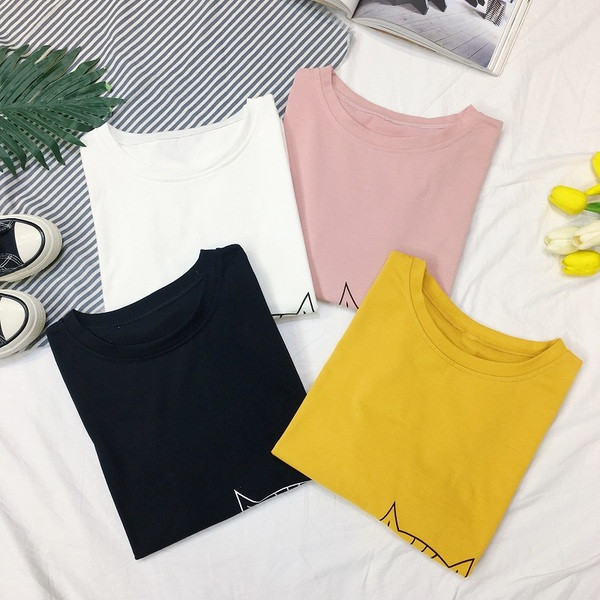 Καθημερινή γυναικεία μπλούζα με κοντό μανίκι και Ο-λαιμόκοψη σε διάφορα χρώματα