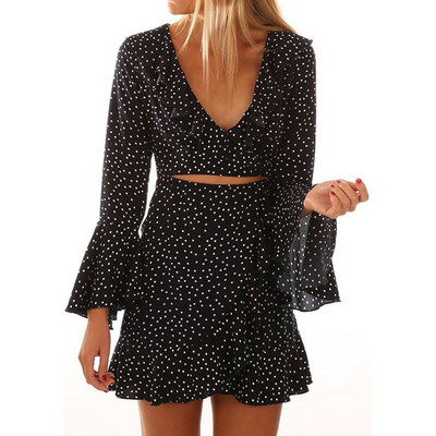 Μοντέρνο φόρεμα κυρίες με πολλά μανίκια λωτού