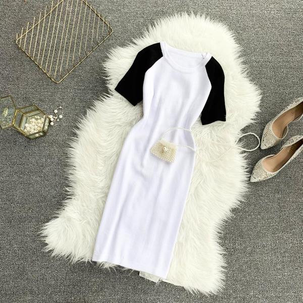 Rochie casual de dama cu decolteu O si maneci scurte in trei culori