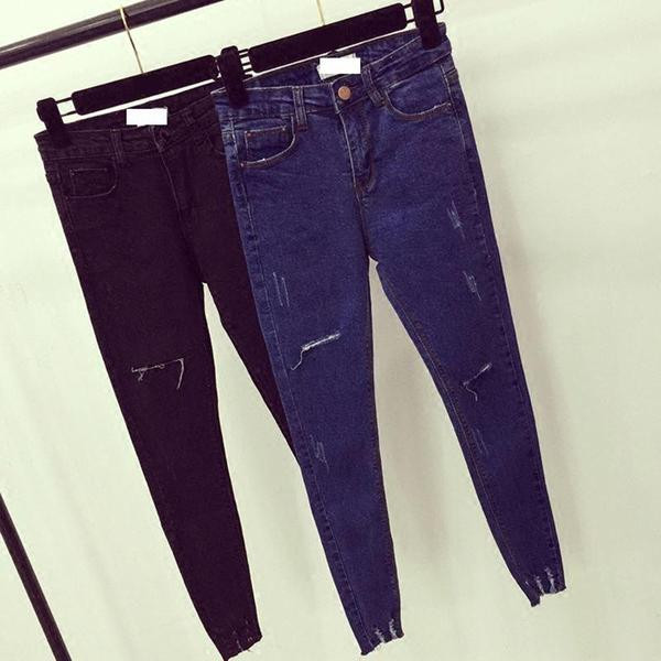 Modern női farmer három színben, szakadt motívumokkal