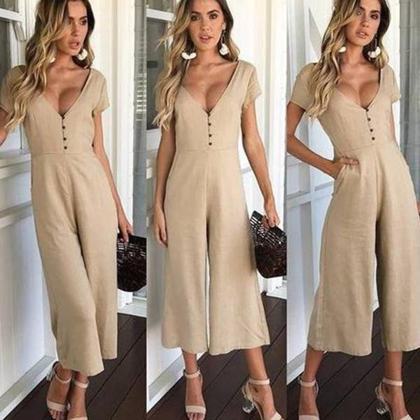 Modern női jumpsuit rövid ujjal, négy színben