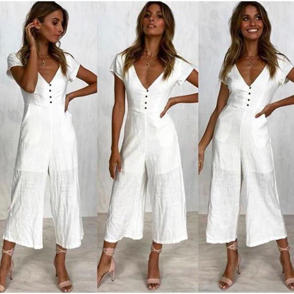 Modern női jumpsuit rövid ujjal, négy színben