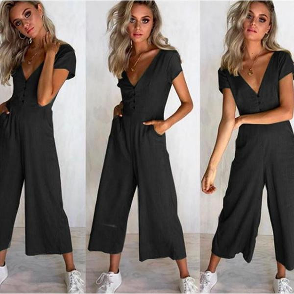 Modern női jumpsuit rövid ujjal, négy színben