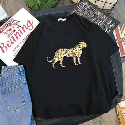 Η καθημερινή κυρία μπλούζα μανίκι σε τρία χρώματα με λεοπάρδαλη δεξιά