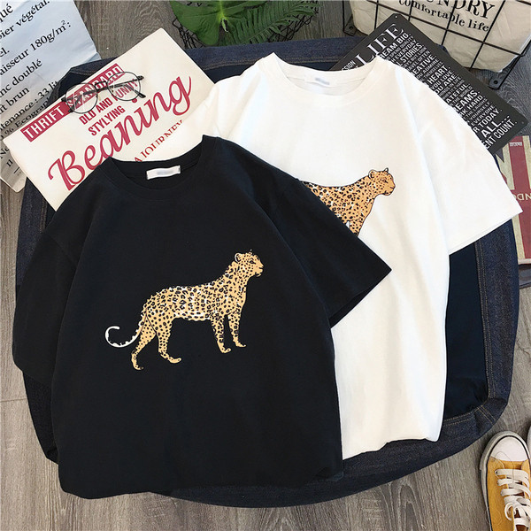 Η καθημερινή κυρία μπλούζα μανίκι σε τρία χρώματα με λεοπάρδαλη δεξιά