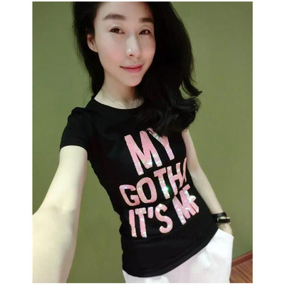 Tricou de dama modern in mai multe culori cu paiete