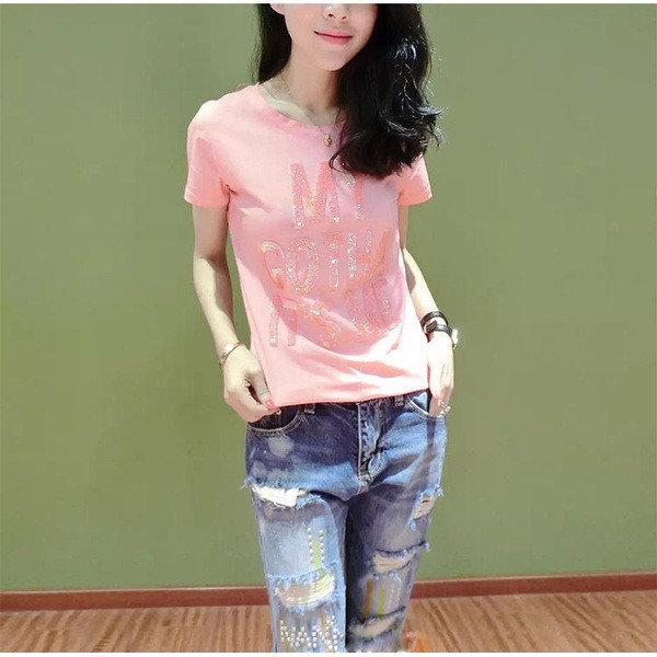 Tricou de dama modern in mai multe culori cu paiete