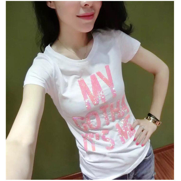 Tricou de dama modern in mai multe culori cu paiete