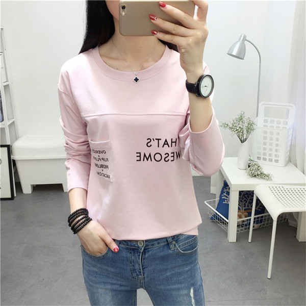 Stílusos női blúz O-nyakkal, rózsaszín és fehér színben