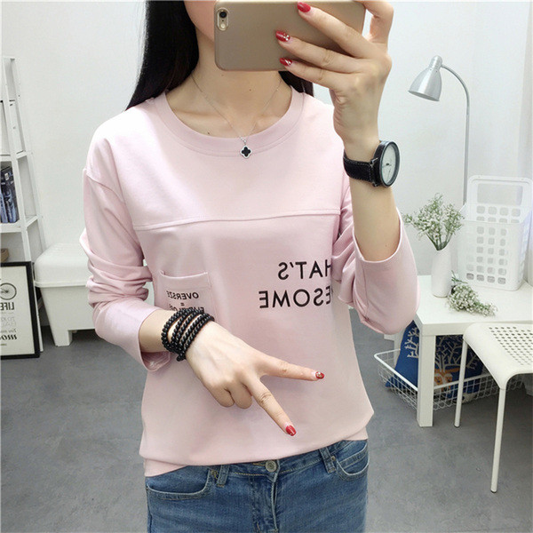 Stílusos női blúz O-nyakkal, rózsaszín és fehér színben