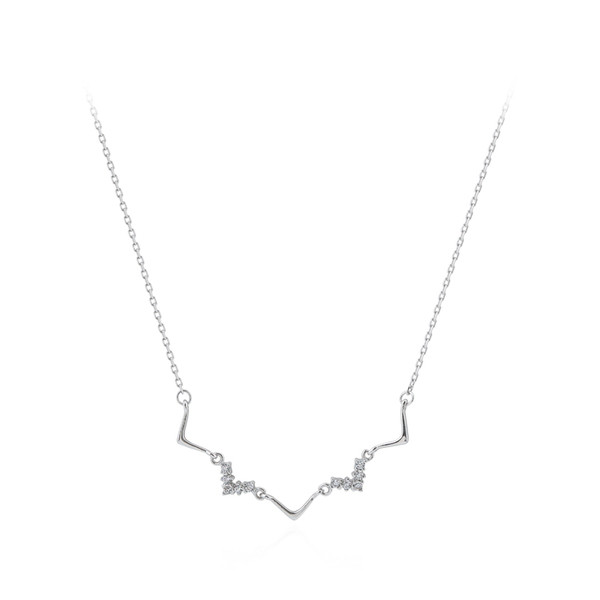 Colier elegant de dama cu pietre de culoare argintie