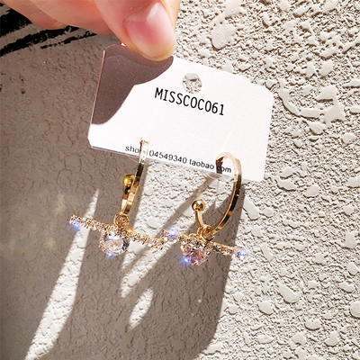 Cercei eleganti de dama cu pietre decorative-doua culori