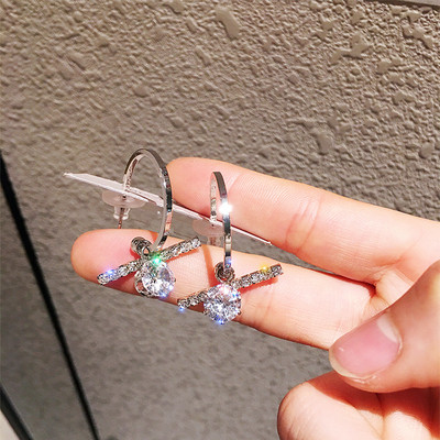 Cercei eleganti de dama cu pietre decorative-doua culori