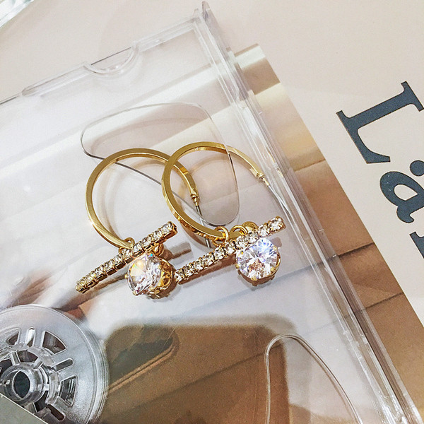 Cercei eleganti de dama cu pietre decorative-doua culori