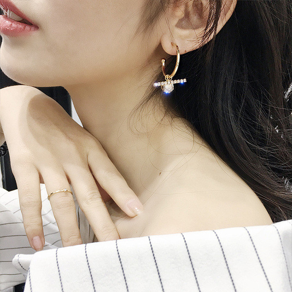 Cercei eleganti de dama cu pietre decorative-doua culori