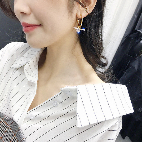 Cercei eleganti de dama cu pietre decorative-doua culori