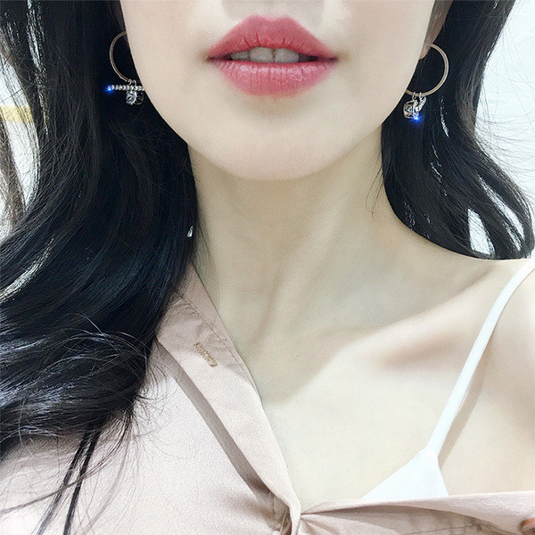 Cercei eleganti de dama cu pietre decorative-doua culori