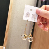 Cercei lungi de dama cu pandantive de culoare aurie